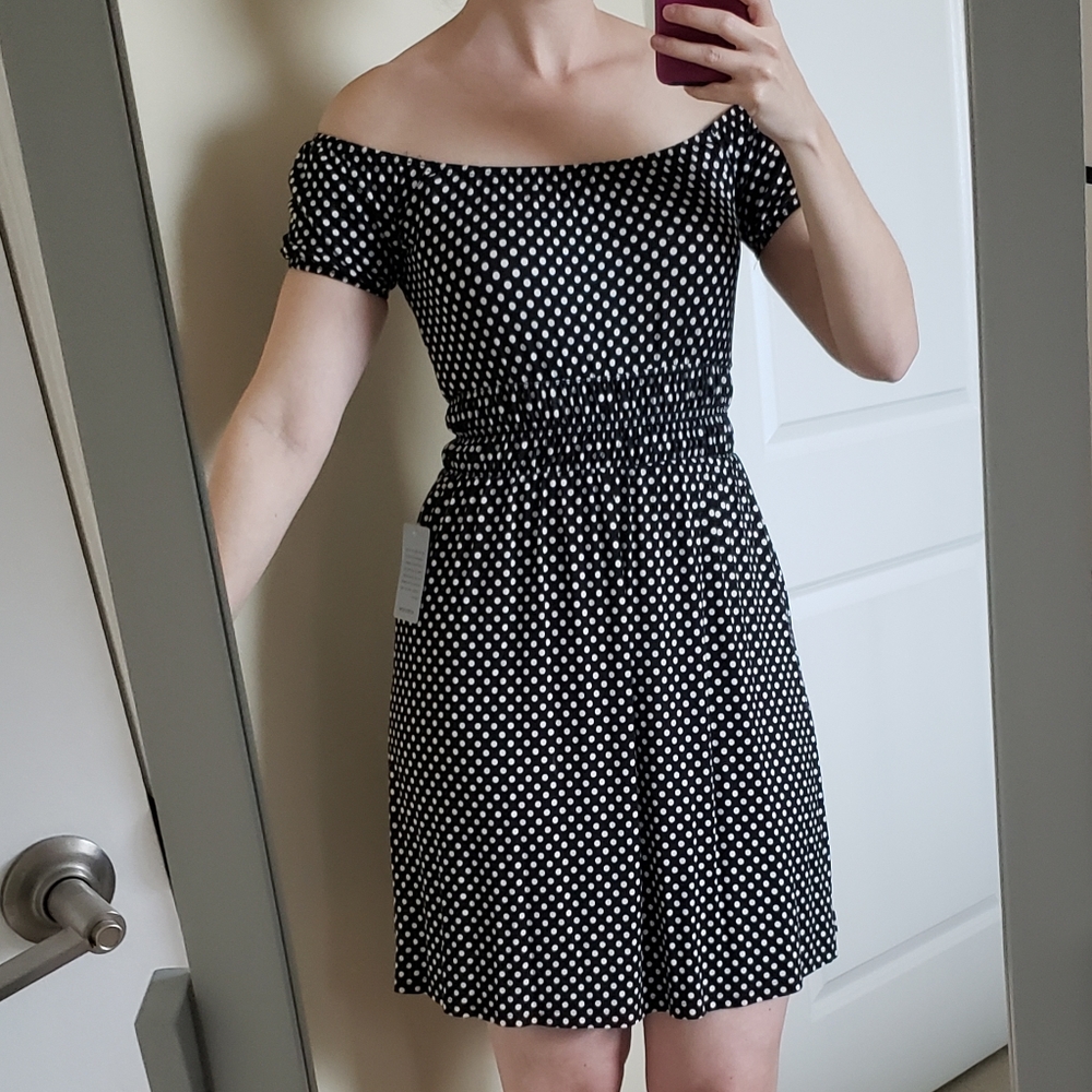 NWT Vanity Room Smocked Off-the-Shoulder Dress Sz S